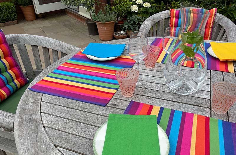 Multi Colour Striped Place Mats - Colourful Table Mats set of 4