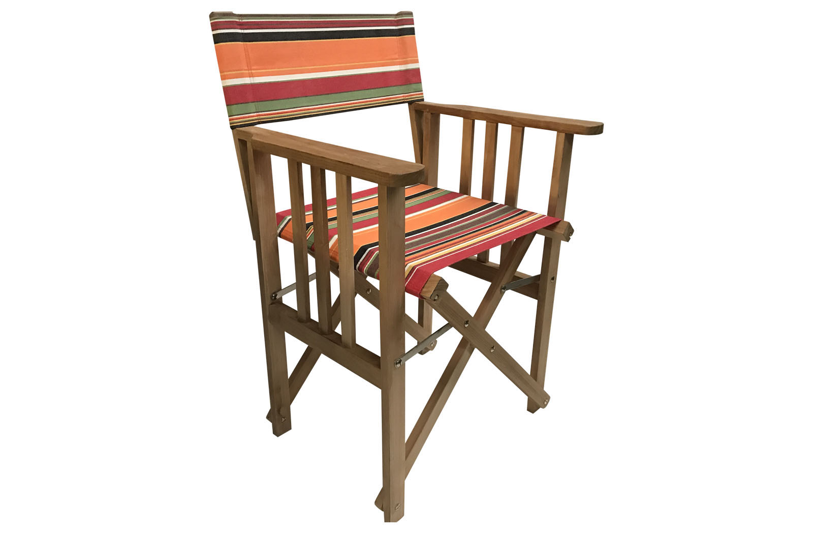 Retro Orange Stripe Teak Directors Chair - Skipping Stripe