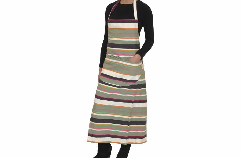 Grey Striped Aprons Grey  White  Lime  Stripes