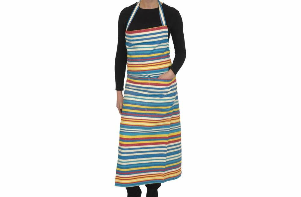 Denim Blue Striped Aprons Denim Blue Cream Turquoise Stripes