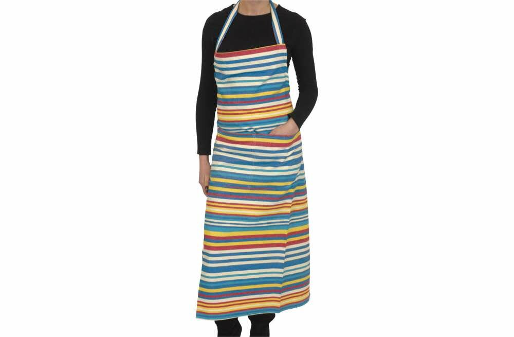 Denim Blue Striped Aprons Denim Blue  Cream  Turquoise  Stripes