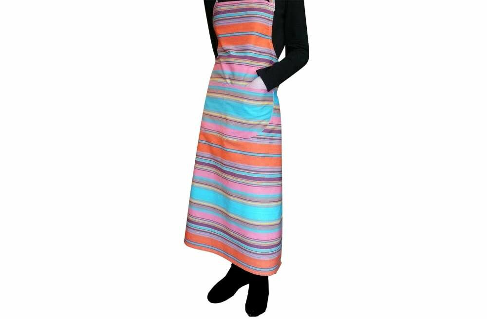 Turquoise Striped Aprons Turquoise  Salmon Pink  Tangerine  Stripes