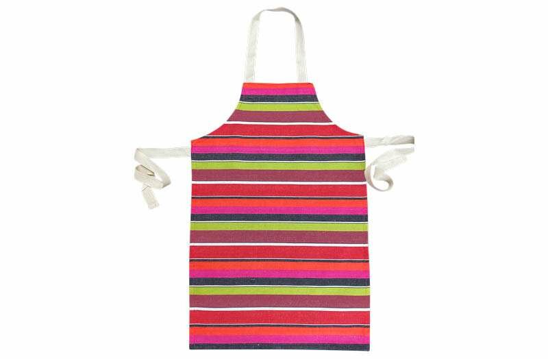 Fuschia Pink, Coral, Lime, Black Stripe Childrens Aprons