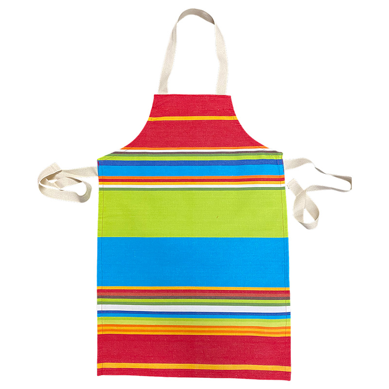 kids cotton apron red lime green turquoise stripe