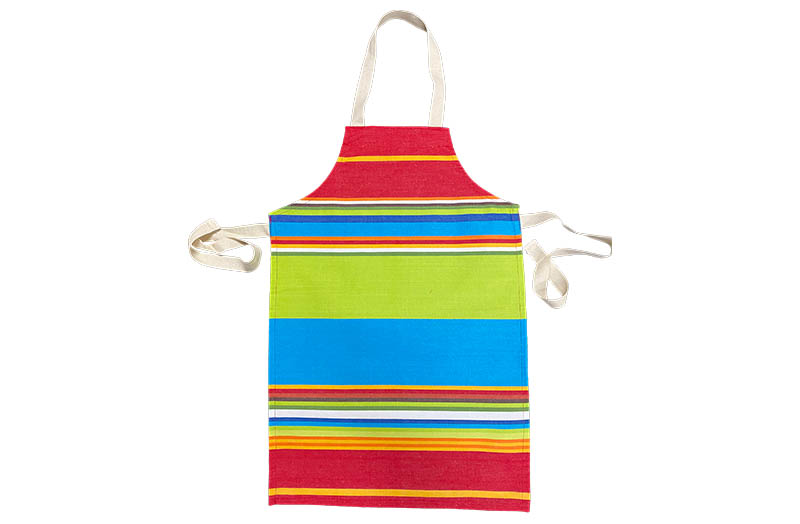 Lime, Turquoise and Red Striped Childrens Aprons