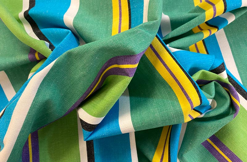 Green, Turquoise, White Striped Fabrics | Striped Curtain Fabrics | Upholstery Fabrics