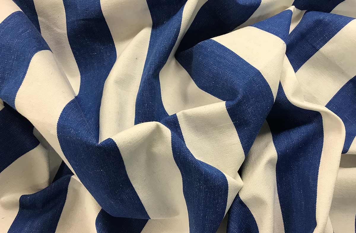 Blue and White Striped Fabric - Soccer Stripe