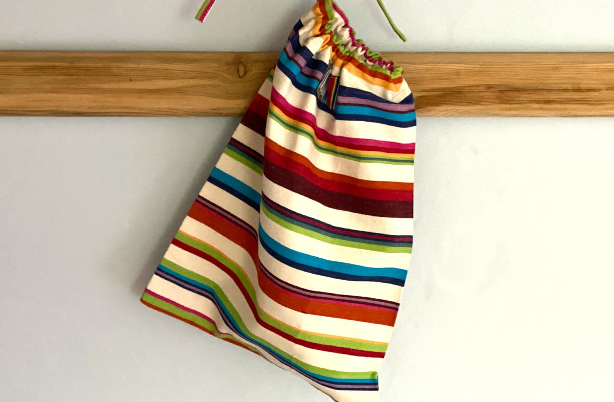 Multicoloured Striped Shoe Bag