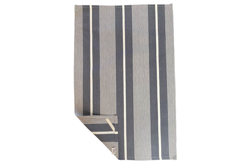 Dark Grey, White Stripe Tea Towels | Striped Teatowels