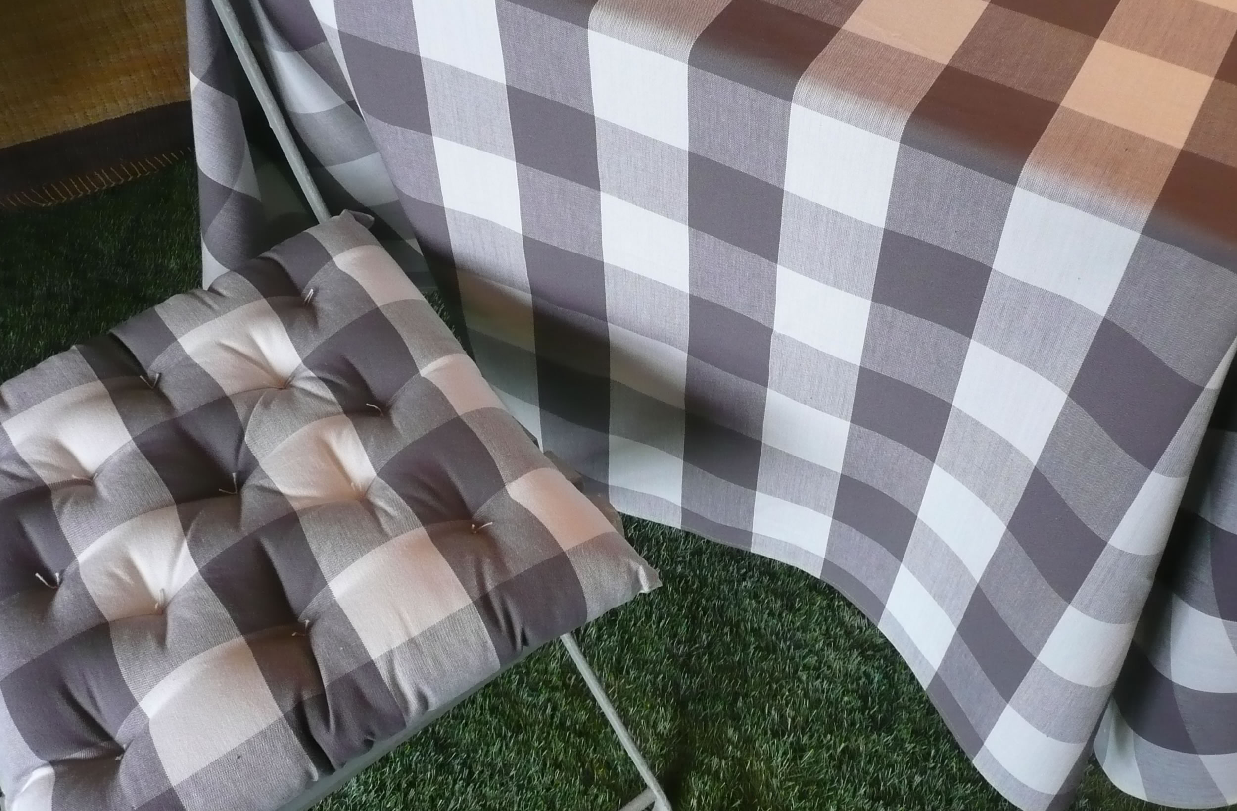 Large Check Gingham Tablecloths - Grey and White Checks