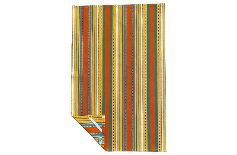 Yellow, Orange, Green Stripe Tea Towels | Striped Teatowels
