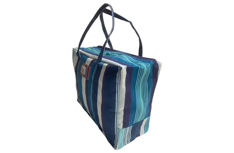 Teal, Aquamarine, French Navy Soft Case Stripe Travel Bags