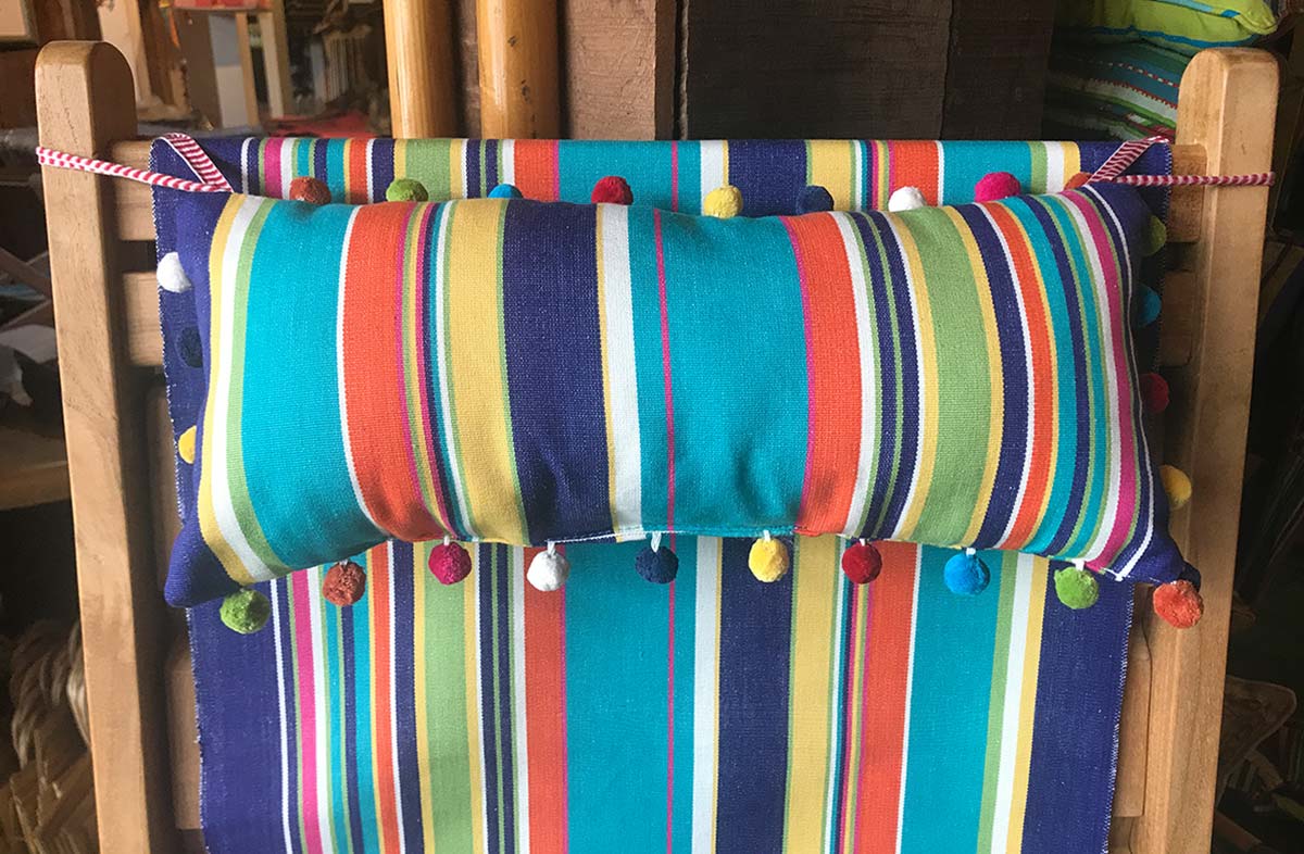 Yachting Stripe Deckchair Headrest Cushions | Headrest Pillow turquoise, pale green, royal blue 