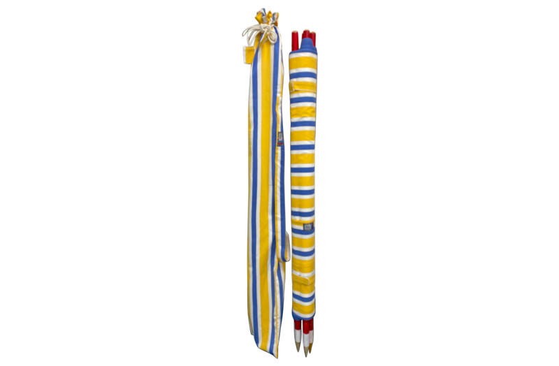 Yellow, Sky Blue, White Stripe 5 Pole Beach Windbreaks with Carry Bag