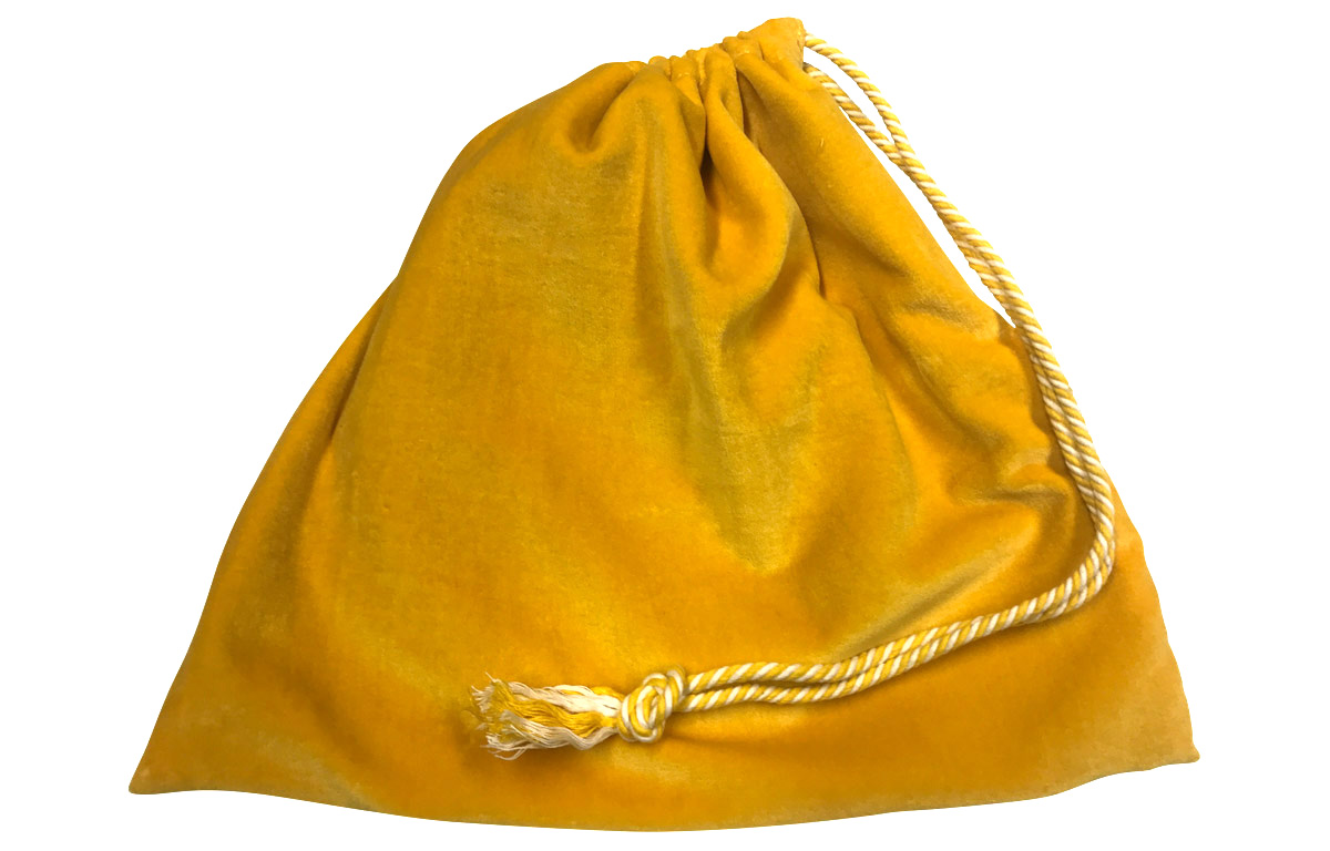 Yellow Velvet Handbag Pouch with Drawstring