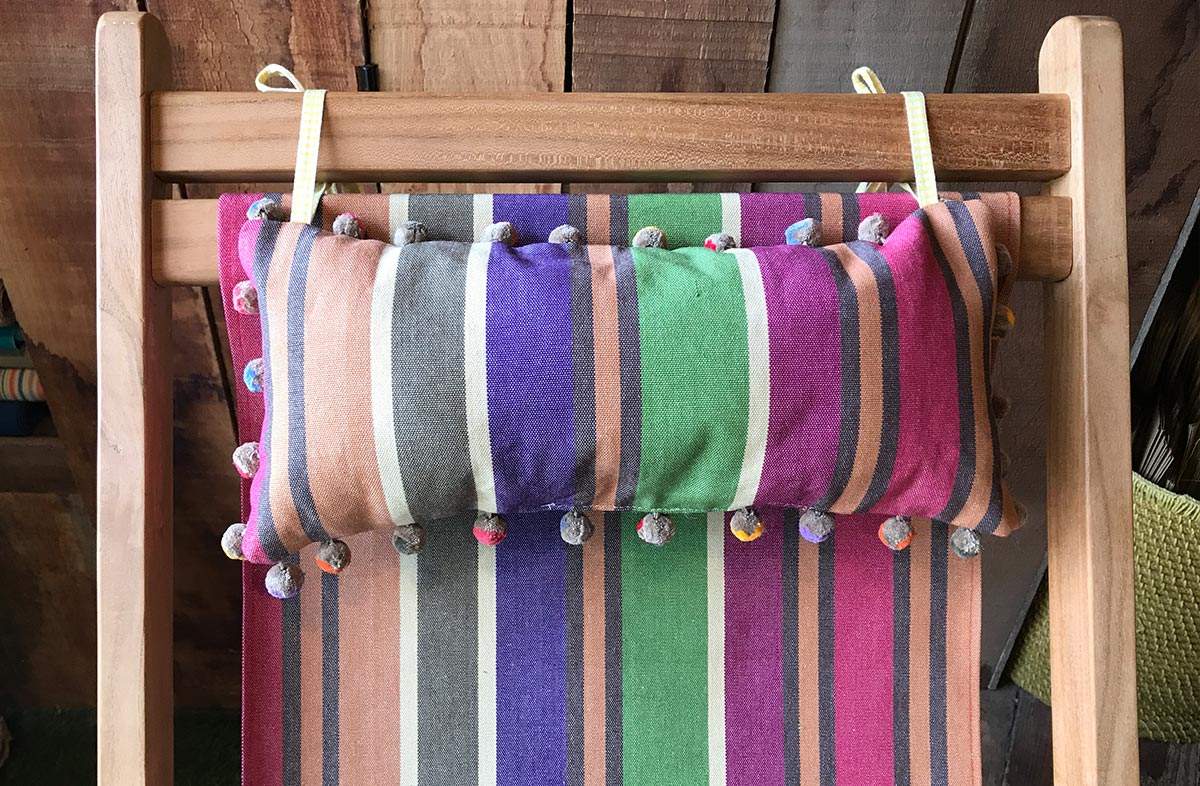 Yoga Deckchair Headrest Cushions | Tie on Pompom Headrest Pillow 